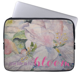 Inspirations-Zitat-BlumenAquarell-Kunst Laptopschutzhülle