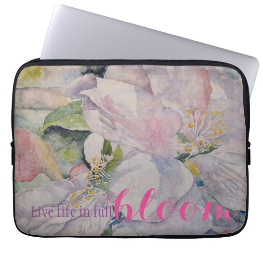 Inspirations-Zitat-BlumenAquarell-Kunst Laptopschutzhülle (Vorderseite)