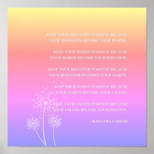 Inspirationsangebot | Gandhi Positives Denken Poster (Vorne)