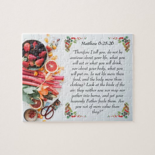 Inspirationsbibelverse von Matthew 6:25 Puzzle (Horizontal)