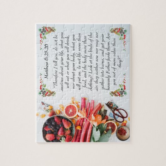 Inspirationsbibelverse von Matthew 6:25 Puzzle (Vertikal)