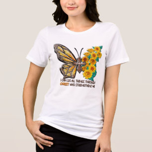 Inspirationsblume/Kreuz/Schmetterling Tri-Blend Shirt