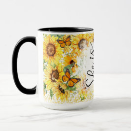 Inspirationsblumen und Schmetterlinge Tasse
