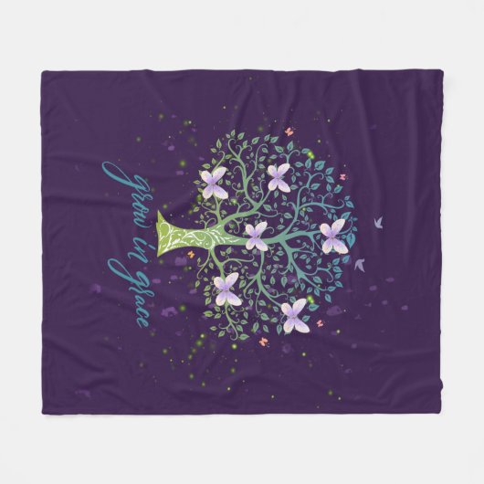 Inspirationsbotschaft wächst in Grace Fleecedecke (Vorderseite (Horizontal))