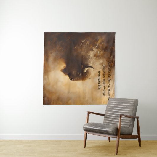 Inspirationsbüffel, Bison Tapestry Wandteppich (Beispiel (Horizontal))