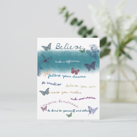 Inspirationsbutterfliegen Postkarte (Stehend Vorderseite)