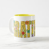 Inspirationsdanken Farbenfrohe Blumenschrift Zweifarbige Tasse (Vorderseite Links)