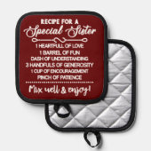 Inspirationsempfehlung für eine spezielle Schweste Topflappen (Vorderseite/Rückseite)