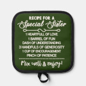 Inspirationsempfehlung für eine spezielle Schweste Topflappen (Vorderseite)