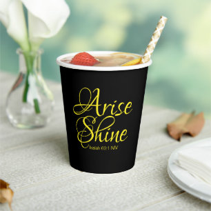 Inspirationserhöhung und Shine Faith Black Pappbecher