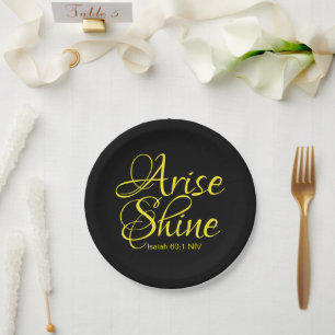 Inspirationserhöhung und Shine Faith Black Pappteller