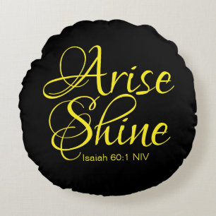 Inspirationserhöhung und Shine Faith Black Rundes Kissen
