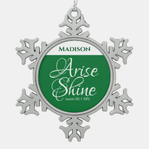 Inspirationserhöhung und Shine Faith Green Schneeflocken Zinn-Ornament