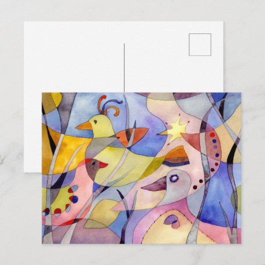 Inspirationsfarbene Vögel Postkarte (Vorne/Hinten)
