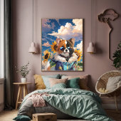 Inspirationsfreundliche Niedliche Hunde Blumenblum Poster