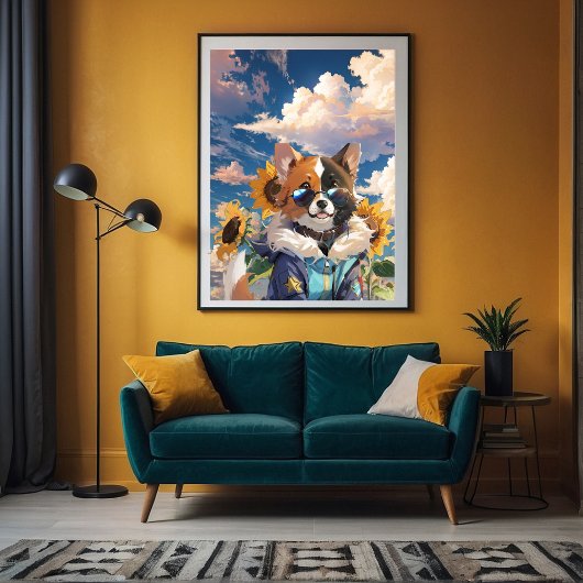 Inspirationsfreundliche Niedliche Hunde Blumenblum Poster