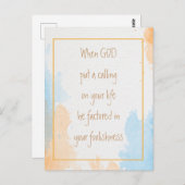 Inspirationsfsonniger Zitat über den Ruf Gottes Postkarte (Vorne/Hinten)