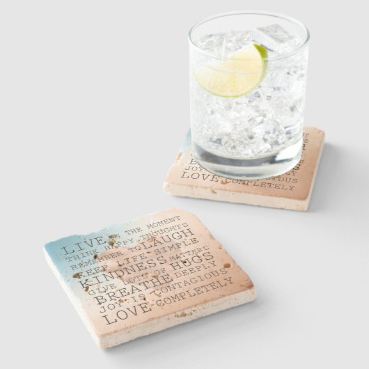 Inspirationsgebote Blaues Schwarzes Herz Steinuntersetzer (Seitenansicht)