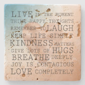 Inspirationsgebote Blaues Schwarzes Herz Steinuntersetzer (Vorderseite)