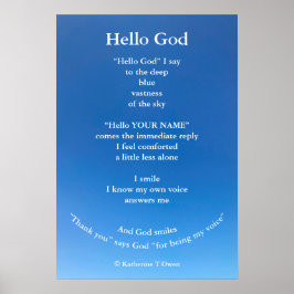 Inspirationsgedicht, Hallo Gott, spirituelles Post Poster
