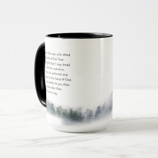 Inspirationsgedicht Hand in Gott-Platz Tasse (Vorderseite Links)