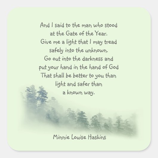 Inspirationsgedicht Hand in Gott Quadratischer Aufkleber (Vorderseite)