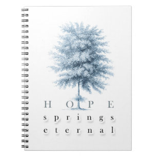 Inspirationshöhe sprießt ewiger Vintager Baum Notizblock