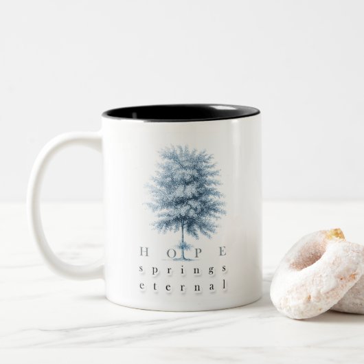 Inspirationshöhe sprießt ewiger Vintager Baum Zweifarbige Tasse (Mit Donut)
