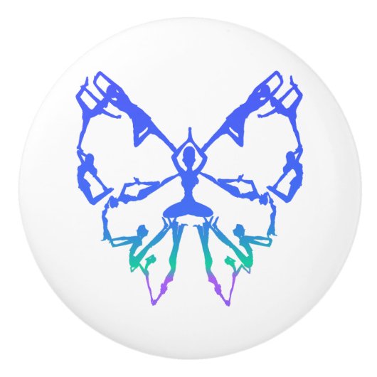 Inspirationshyoga-Posen Schmetterling Neue Anfänge Keramikknauf (Vorderseite)