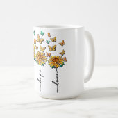 Inspirationsinterne Sonnenblume/Schmetterlingsblum Kaffeetasse (VorderseiteRechts)