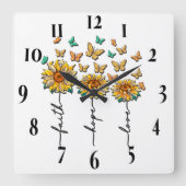 Inspirationsinterne Sonnenblume/Schmetterlingsblum Quadratische Wanduhr (Vorderseite)
