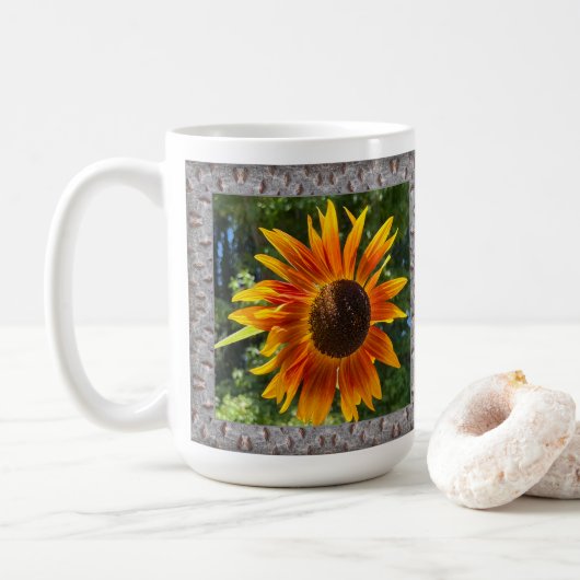 Inspirationskaffee-Tasse mit fröhlichen Sonnenblum Kaffeetasse (Mit Donut)