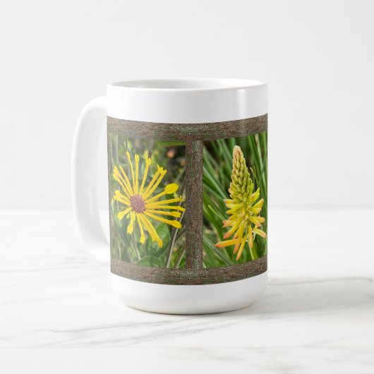 Inspirationskaffee-Tasse mit gelben Blumen Kaffeetasse (Vorderseite Links)