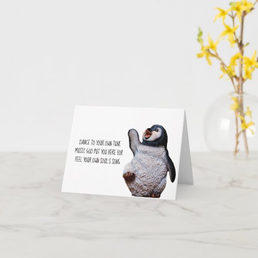 Inspirationskarte - Pinguin Haiku Karte (Gelbe Blume)