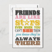 Inspirationskunst - Freunde sind wie Sterne. Postkarte (Vorne/Hinten)