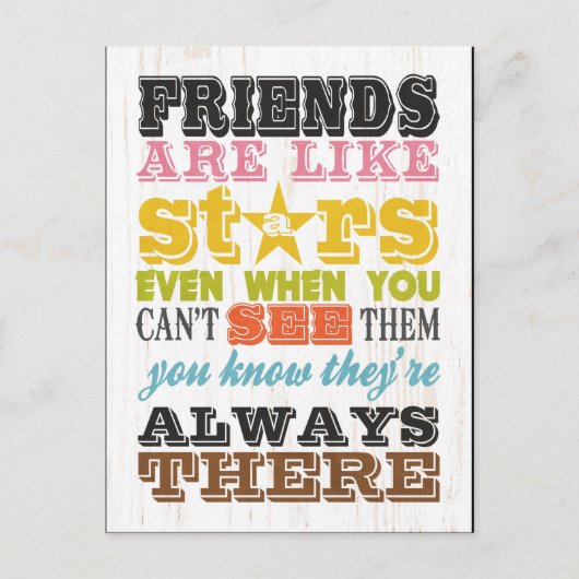 Inspirationskunst - Freunde sind wie Sterne. Postkarte (Vorderseite)