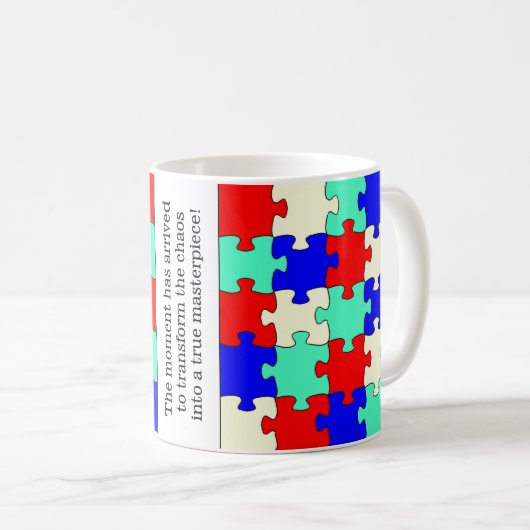 Inspirationslustige, farbenfrohe Puzzleteile Kaffeetasse (VorderseiteRechts)