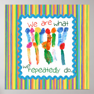 Inspirationsposter mit Kinderkunst der Blume Poster