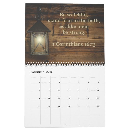 Inspirationspressen für Männer 12 Monate Kalender (Feb 2026)