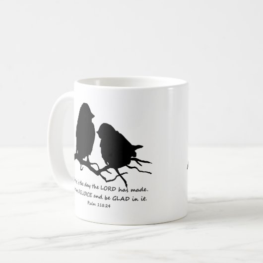 Inspirationspsalm 118:24 Vögel Kaffeetasse (Vorderseite Links)