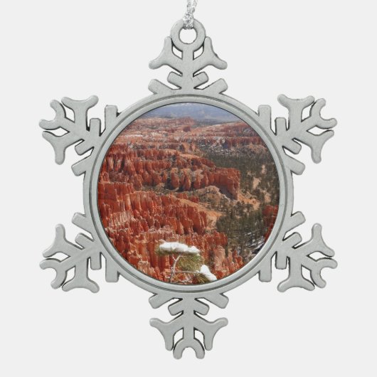 Inspirationspunkt am Bryce Canyon I Schneeflocken Zinn-Ornament (Vorderseite)