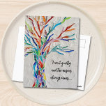 Inspirationsquelle Postkarte<br><div class="desc">Diese dekorative Postkarte ist mit einem Mosaikbaum in Regenbogenfarben und einem inspirierend Zitat ausgestattet. Einfach mit eigenen Worten anpassbar. Weil wir unsere Kunstwerke erstellen, werden Sie dieses exakte Bild von anderen Designern nicht finden. Original Mosaik © Michele Davies.</div>