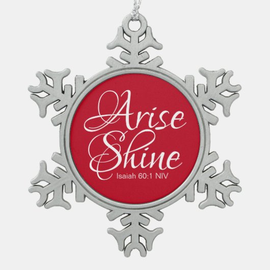 Inspirationsquelle und Shine Faith-Botschaft Schneeflocken Zinn-Ornament (Vorderseite)