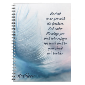 Inspirationsreicher Psalm 91:4 unter seinen Winkel Notizblock
