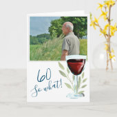 Inspirationsroter Wein 60. Geburtstag Foto Karte (Gelbe Blume)