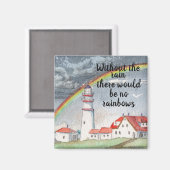 Inspirationsrotes und weißes Leuchtturm und Regenb Magnet (Vorderseite/Rückseite)