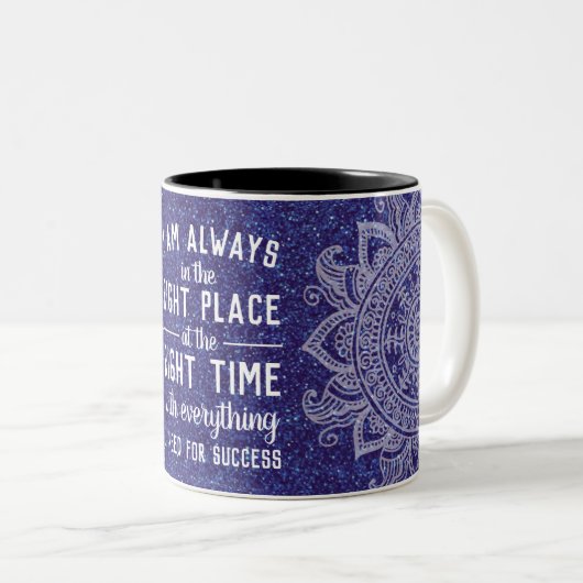 Inspirationssatz Gesetz der Anziehung Motivierend Zweifarbige Tasse (VorderseiteRechts)