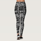 Inspirationssätze Liebe Frieden Schwarz und Weiß Leggings (Rückseite)