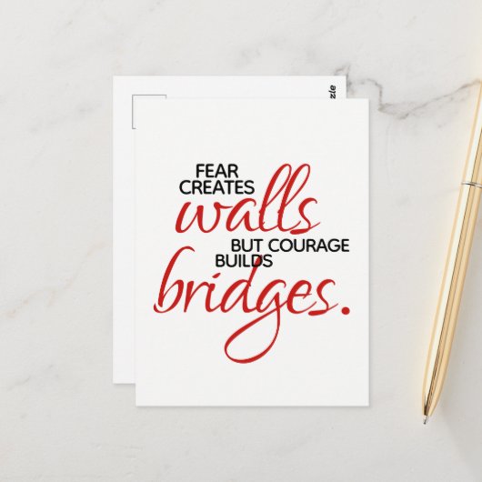 Inspirationssätze Mut baut Brücken Postkarte (Vorderseite/Rückseite Beispiel)