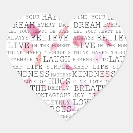 Inspirationssätze Pink Peach Rose Blätter Herz-Aufkleber (Vorderseite)